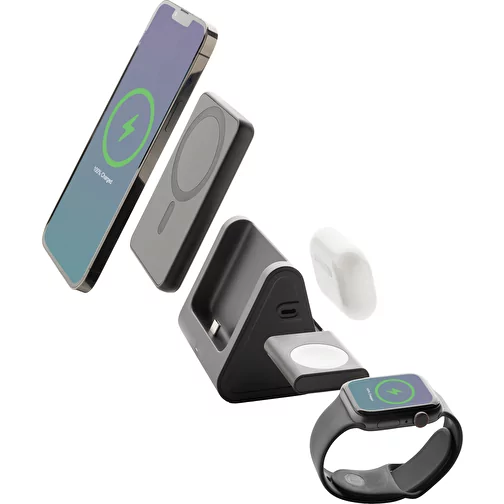 Chargeur Powerbase 3 en 1 en plastique RCS avec banque de puissance, noir, Image 9