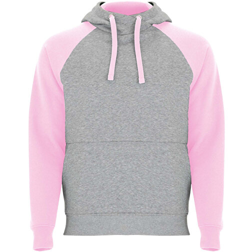 Badet Zweifarbiger Kapuzenpullover Für Kinder , heather grau / hellrosa, Gebürsteter Sweatshirt Strick 50% Baumwolle, 50% Polyester, 280 g/m2, 7/8, , Bild 1