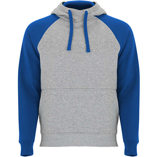 Badet Zweifarbiger Kapuzenpullover Für Kinder , heather grau / royalblau, Gebürsteter Sweatshirt Strick 50% Baumwolle, 50% Polyester, 280 g/m2, 9/10, , Bild 1