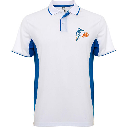 Montmelo Sport Poloshirt Unisex , weiß / royalblau, Piqué Strick mit Cool Fit Finish 100% Polyester, 150 g/m2, 2XL, , Bild 2