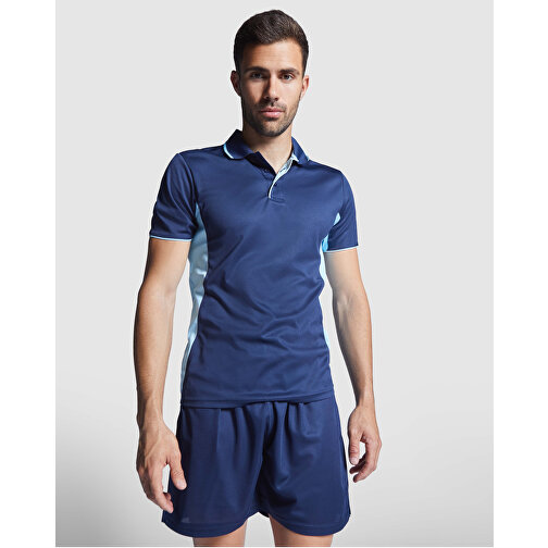 Montmelo Sport Poloshirt Unisex , weiß / royalblau, Piqué Strick mit Cool Fit Finish 100% Polyester, 150 g/m2, 2XL, , Bild 4