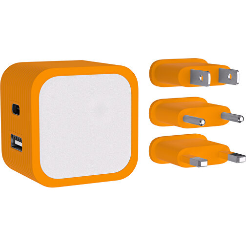 ChargePro Dual 20w Ladegerät , weiß / kürbisorange, ABS Kunststoff, 46,00cm x 33,00cm x 46,00cm (Länge x Höhe x Breite), Bild 1