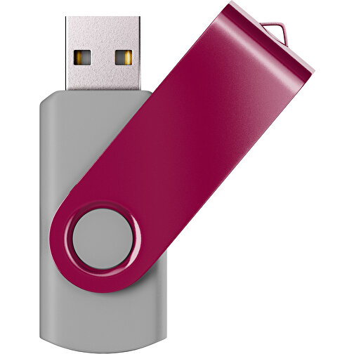 USB-Stick SWING Color 2.0 8 GB , Promo Effects MB , grau / kirschrot MB , 8 GB , Kunststoff/ Aluminium MB , 5,70cm x 1,00cm x 1,90cm (Länge x Höhe x Breite), Bild 1