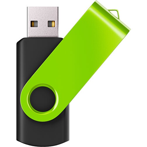 USB-Stick SWING Color 3.0 128 GB , Promo Effects MB , schwarz / limone MB , 131 GB , Kunststoff/ Aluminium MB , 5,70cm x 1,00cm x 1,90cm (Länge x Höhe x Breite), Bild 1