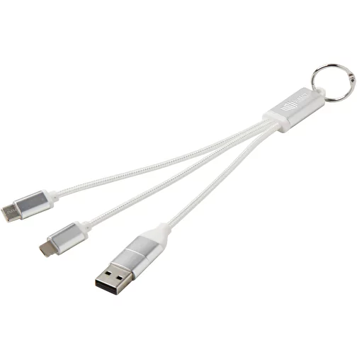 Metal kabel do ładowania 4 w 1 z aluminium z recyklingu z łańcuchem do kluczy, Obraz 2