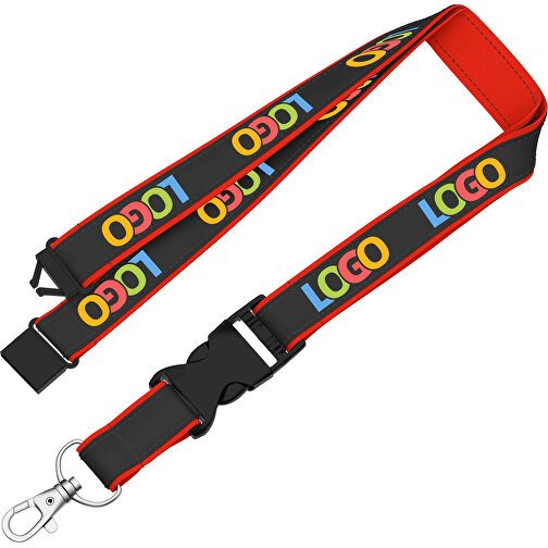 Lanyard Classic Neo , Promo Effects, schwarz / rot, Polyester / Satin, 92,00cm x 2,00cm (Länge x Breite), Bild 2