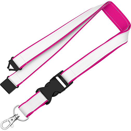 Lanyard Classic Neo , Promo Effects, weiß / pink, Polyester / Satin, 92,00cm x 1,50cm (Länge x Breite), Bild 1