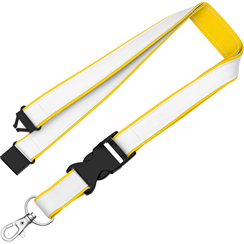 Lanyard Classic Neo , Promo Effects, weiß / goldgelb, Polyester / Satin, 92,00cm x 1,50cm (Länge x Breite), Bild 1