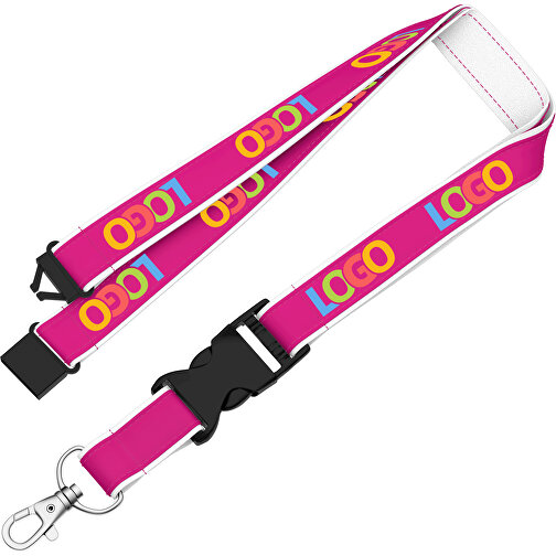 Lanyard Classic Neo , Promo Effects, pink / weiß, Polyester / Satin, 92,00cm x 1,50cm (Länge x Breite), Bild 2