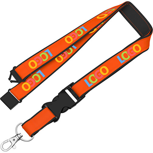 Lanyard Classic Neo , Promo Effects, orange / schwarz, Polyester / Satin, 92,00cm x 1,50cm (Länge x Breite), Bild 2