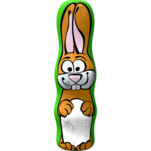 MAXI-Schoko-Osterhase , weiss / grasgrün, 4,50cm x 15,00cm (Länge x Breite), Bild 1