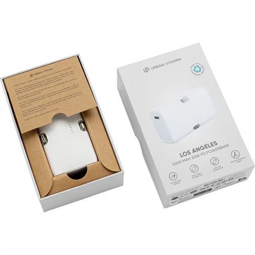 Urban Vitamin Los Angeles 20W Powerbank en plastique RCS rec., blanc, Image 12