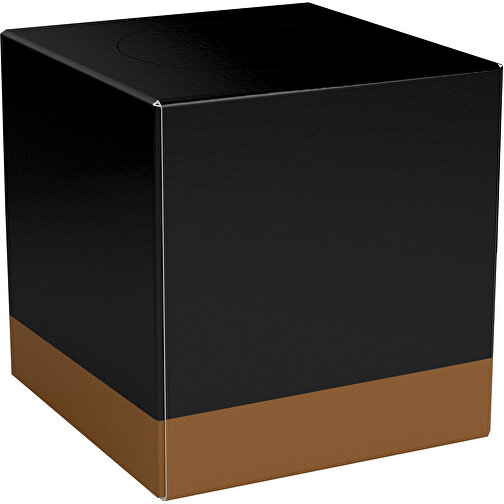 Taschentücher-Box 'Real Cube 100' , schwarz / erdbraun, Karton Simcote, GC2 300g/m2 0,55 micron, 11,50cm x 11,50cm x 11,50cm (Länge x Höhe x Breite), Bild 1