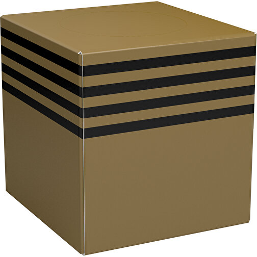 Taschentücher-Box 'Real Cube 100' , gold / schwarz, Karton Simcote, GC2 300g/m2 0,55 micron, 11,50cm x 11,50cm x 11,50cm (Länge x Höhe x Breite), Bild 1