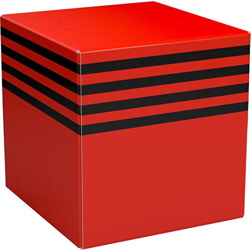 Taschentücher-Box 'Real Cube 100' , rot / schwarz, Karton Simcote, GC2 300g/m2 0,55 micron, 11,50cm x 11,50cm x 11,50cm (Länge x Höhe x Breite), Bild 1