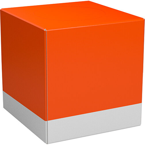 Taschentücher-Box 'Real Cube 100' , orange / weiß, Karton Simcote, GC2 300g/m2 0,55 micron, 11,50cm x 11,50cm x 11,50cm (Länge x Höhe x Breite), Bild 1