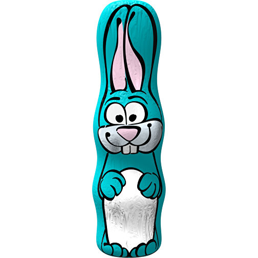 MAXI-Schoko-Osterhase , weiss / türkis, 4,50cm x 15,00cm (Länge x Breite), Bild 1