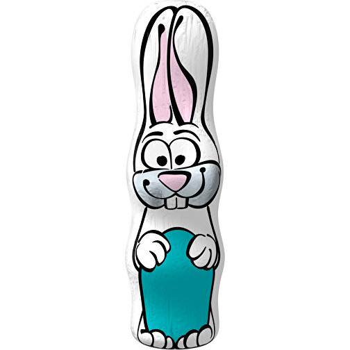 MAXI-Schoko-Osterhase , türkis / weiss, 4,50cm x 15,00cm (Länge x Breite), Bild 1