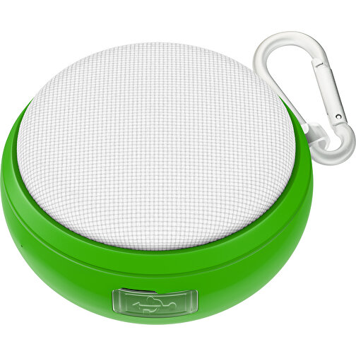 Wasserdichter Bluetooth Outdoor-Lautsprecher Splashtune , weiß / grasgrün, gummiertes Kunststoff, 10,00cm x 4,40cm x 9,50cm (Länge x Höhe x Breite), Bild 1