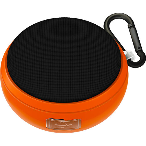 Wasserdichter Bluetooth Outdoor-Lautsprecher Splashtune , schwarz / orange, gummiertes Kunststoff, 10,00cm x 4,40cm x 9,50cm (Länge x Höhe x Breite), Bild 1