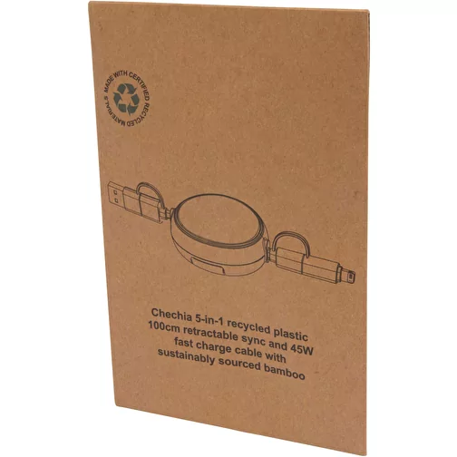 Câble rétractable 5 en 1 Chechia de 100 cm en plastique recyclé pour la synchronisation des donn, Image 3