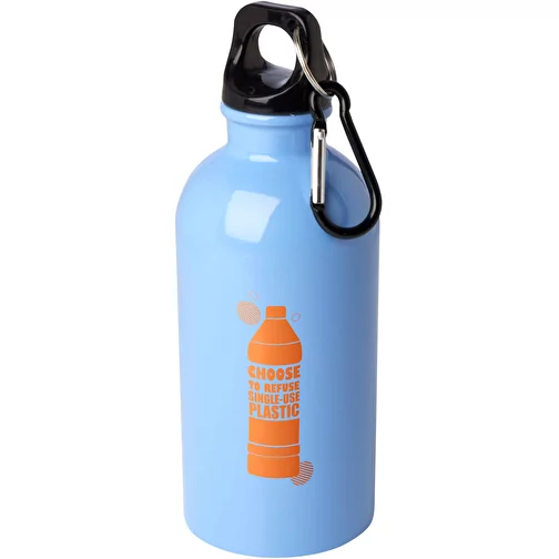 Gourde en acier inoxydable à simple paroi Oregon 400 ml certifiée RCS, avec mousqueton, Image 2