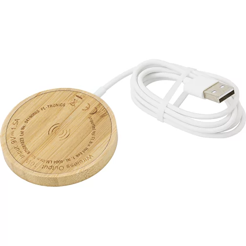 Caricabatterie wireless in bamboo e TPE Riaz, Immagine 3