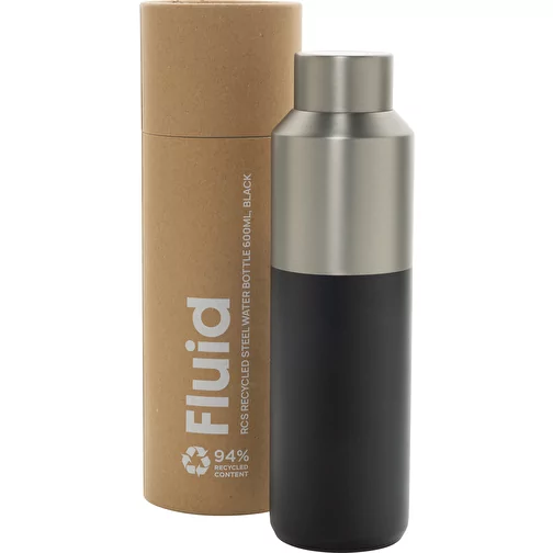Bouteille de fluide en acier recyclé certifié RCS, 600ml, noir, Image 1