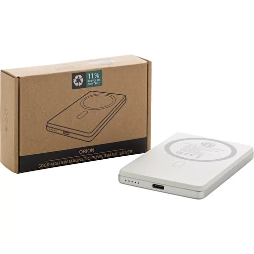 Orion 5.000mAh 5W powerbank magnétique en RCS rec. alu, argenté, Image 11