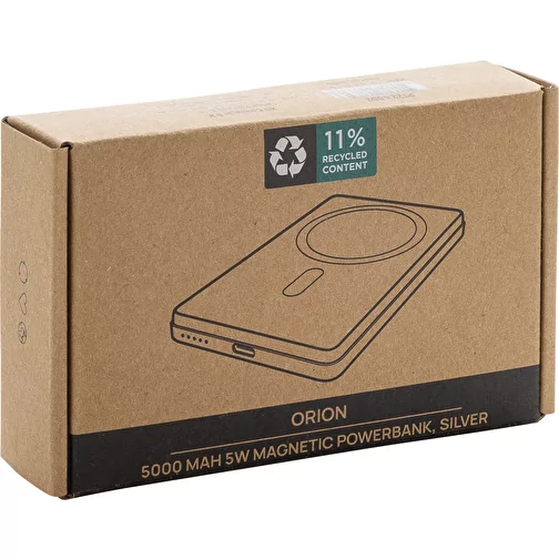 Orion 5.000mAh 5W powerbank magnétique en RCS rec. alu, argenté, Image 12
