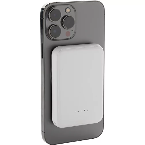 Stellar 5.000mAh 5W powerbank magnétique en RCS rec. ABS, blanc, Image 6