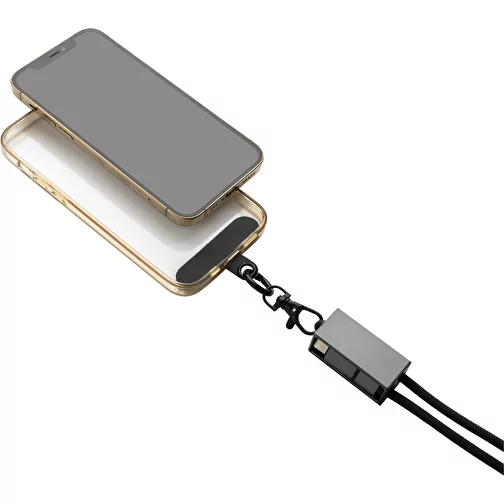Câble de recharge Terra 60Wdual en PET recyclé RCS avec lanyard, gris, Image 4