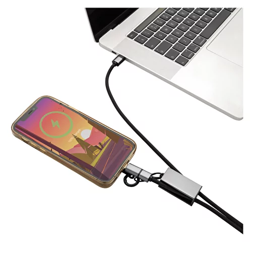 Câble de recharge Terra 60Wdual en PET recyclé RCS avec lanyard, gris, Image 8