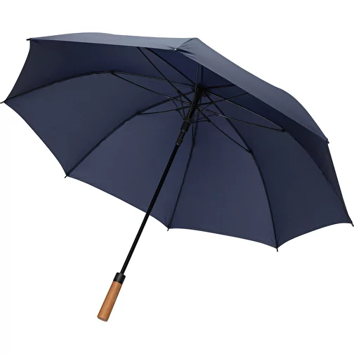 Tony AwareT RPET 30' Parapluie avec auto. Ouverture & poignée acacia, bleu marine, Image 1