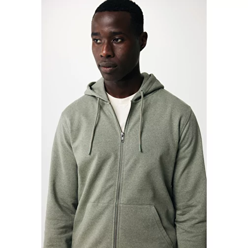 Iqoniq Abisko sweat à capuche zippé en coton recyclé, heather green, Image 15