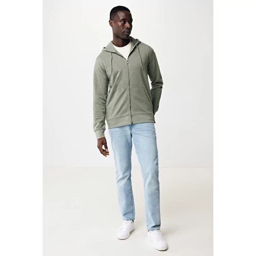 Iqoniq Abisko sweat à capuche zippé en coton recyclé, heather green, Image 9