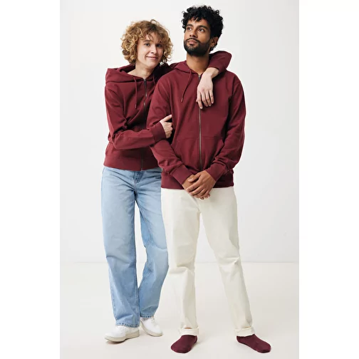 Iqoniq Abisko sweat à capuche zippé en coton recyclé, bordeaux, Image 15