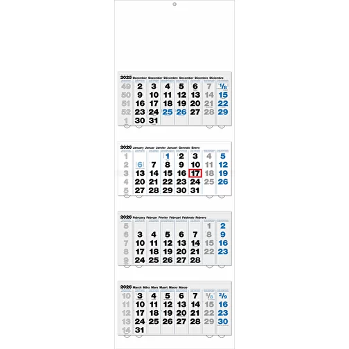 calendrier 4 mois 'Alicante' allemand 6 langues gris/bleu, Image 1