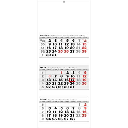 calendrier 3 mois 'Odense' 8 langues gris, Image 1