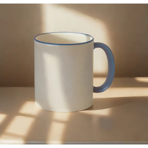 Forme 798 Tasse en céramique Sublimation blanche, bord et anse en couleur, Image 2