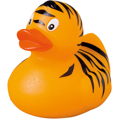 Quietsche-Ente Getigerte Ente , orange, PVC, 8,50cm x 8,00cm x 7,00cm (Länge x Höhe x Breite), Bild 1