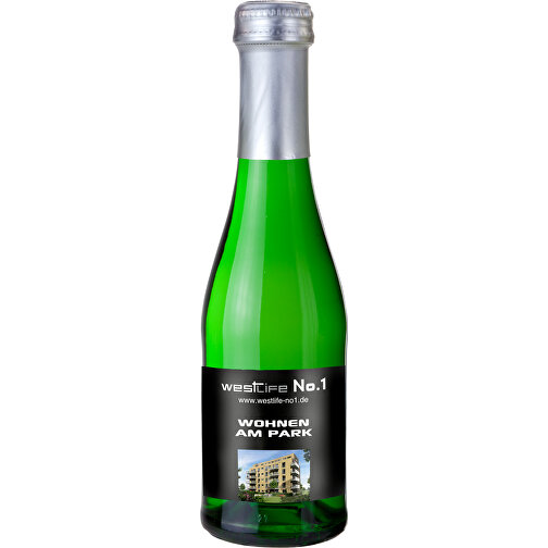 Sekt Cuvée Piccolo - Flasche Grün , silber, Glas, 5,50cm x 20,00cm x 5,50cm (Länge x Höhe x Breite), Bild 1