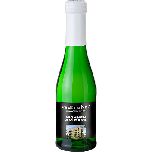 Sekt Cuvée Piccolo - Flasche Grün , weiß, Glas, 5,50cm x 20,00cm x 5,50cm (Länge x Höhe x Breite), Bild 1