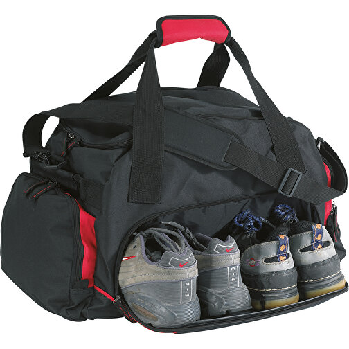 Sporttasche DOME , rot, schwarz, 600D Polyester, 60,00cm x 26,00cm x 36,00cm (Länge x Höhe x Breite), Bild 2