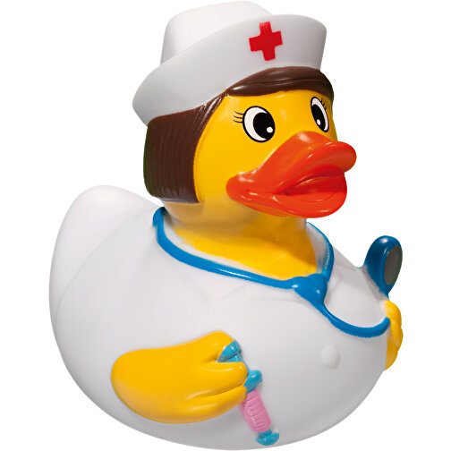 Quietsche-Ente Krankenschwester , multicolour, PVC, 8,50cm x 8,50cm x 6,50cm (Länge x Höhe x Breite), Bild 1