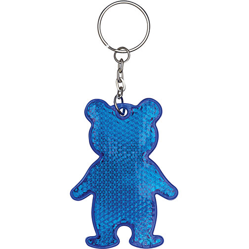 Reflektierender Schlüsselanhänger TEDDY , blau, Kunststoff, 12,00cm x 0,50cm x 5,00cm (Länge x Höhe x Breite), Bild 3