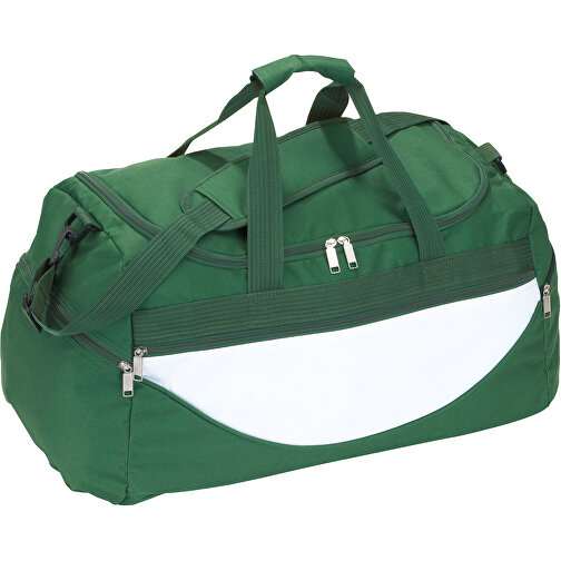 Sporttasche CHAMP , grün, weiss, 600D Polyester, 59,00cm x 30,00cm x 31,00cm (Länge x Höhe x Breite), Bild 1
