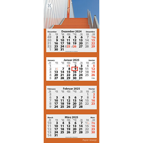4-Monats Faltkalender 'Quatrus-Light Plus' , weiß, Rückwand: 290 g/m² Chromokarton, Kalenderblätter: 70 g/m² holzfrei weiß, chlorfrei gebleicht, 85,00cm x 33,00cm (Höhe x Breite), Bild 1