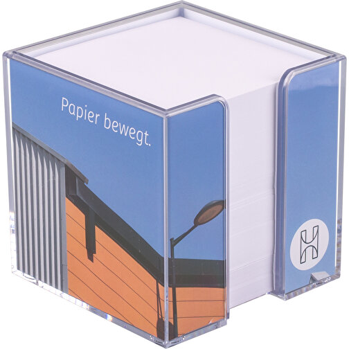 Zettelbox 'Twin-Small' 10 X 10 X 10 Cm, Doppelwandig , weiß, Box: Polystyrol, Füllung: 90 g/m² holzfrei weiß, chlorfrei gebleicht, 10,00cm x 10,00cm x 10,00cm (Länge x Höhe x Breite), Bild 1