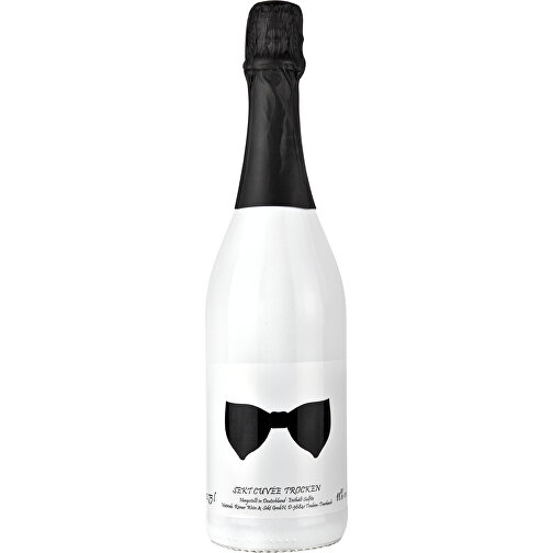 Sekt Cuvée - Flasche Weiß-lackiert , schwarz, Glas, 8,30cm x 30,00cm x 8,30cm (Länge x Höhe x Breite), Bild 4